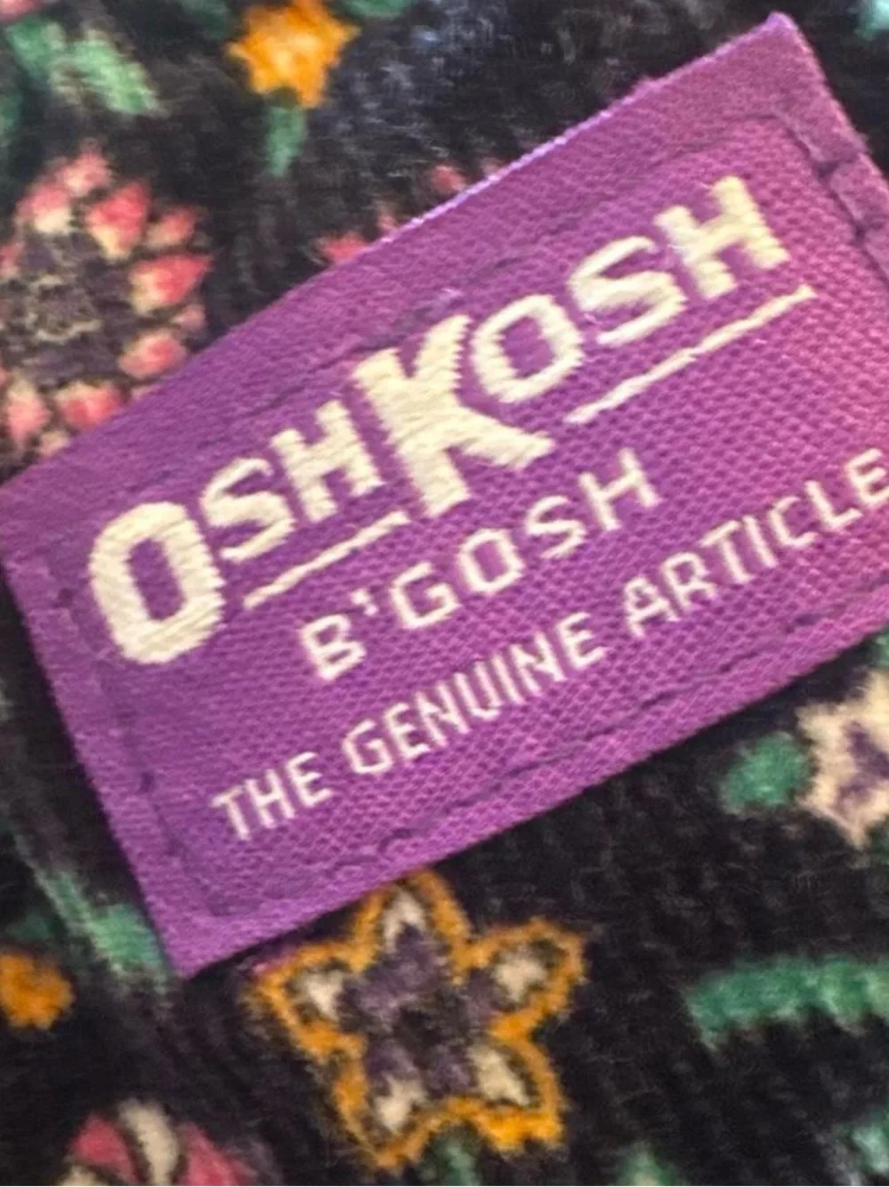 VTG 80s90s OshKosh Vestbak Floral Corduroy Overalls Size 6X Made in USA RARE